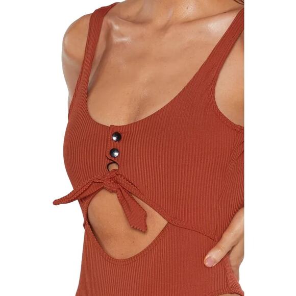 Nasty Gal Meet Me In The Middle Cut-Out One Piece Swimsuit 4 NWOT - Picture 3 of 11